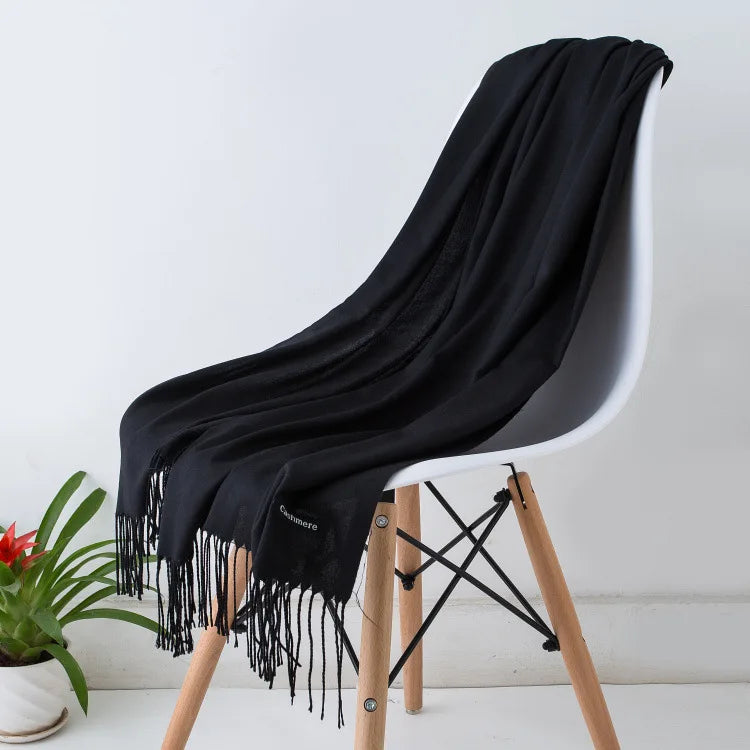 Damen Weicher Winterschal – Einfarbiger Hijab-Kopftuch Schal & Elegante Stola für Büro und Reisen