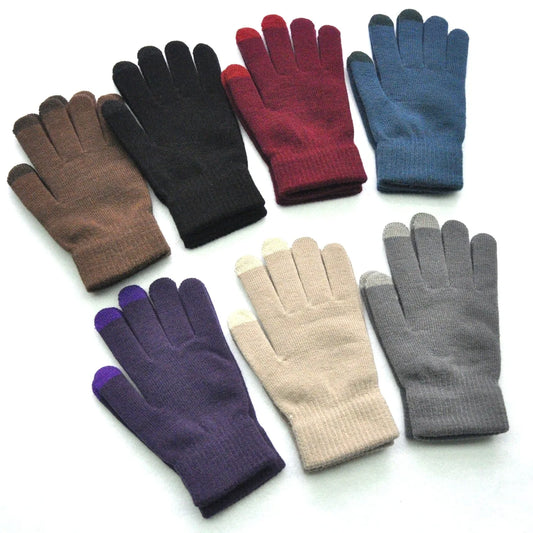 Unisex Warme Winter-Strickhandschuhe – Dicke Touchscreen-Handschuhe mit 3-Finger-Funktion für Damen & Herren