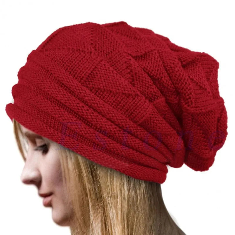 Unisex Winter-Strickmütze mit Satinfutter – Warme Grobstrick-Beanie im Lässigen Slouchy-Stil für Damen & Herren