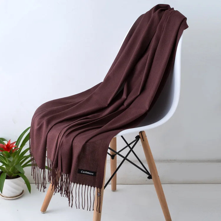 Damen Weicher Winterschal – Einfarbiger Hijab-Kopftuch Schal & Elegante Stola für Büro und Reisen