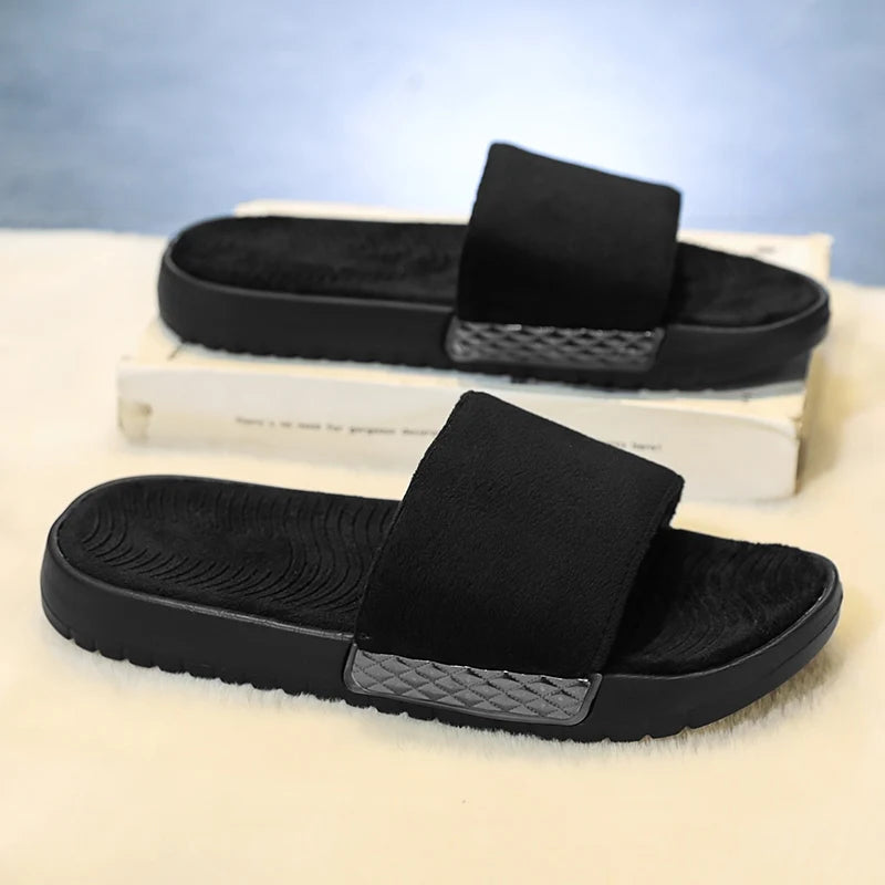 Winter Warme Herren Plüsch Hausschuhe mit Weichem Fellfutter Komfort Indoor Slides für Zuhause