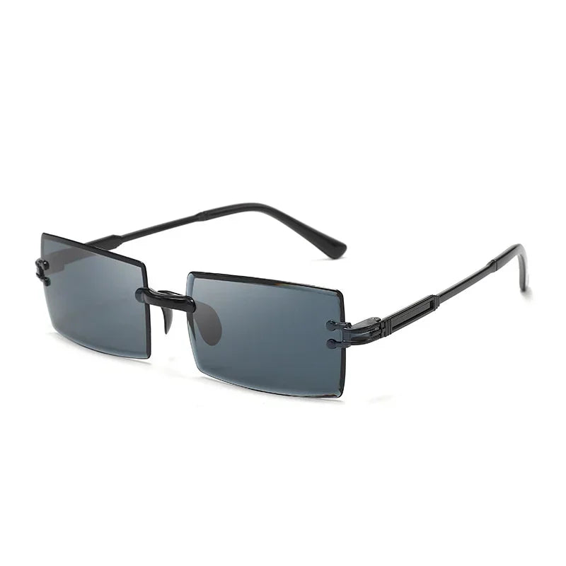Randlose Rechteckige Sonnenbrille für Damen – Vintage-Sonnenbrille mit Farbverlaufsgläsern & UV400-Schutz