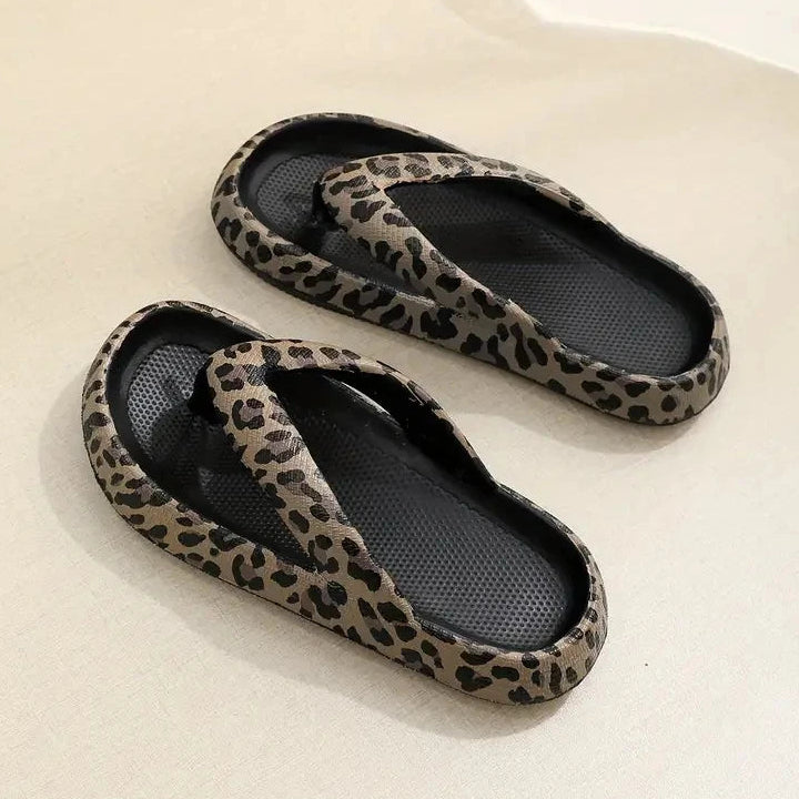 Retro Leopard Print EVA Slides Weiche Gepolsterte Open Toe Strand Sandalen
