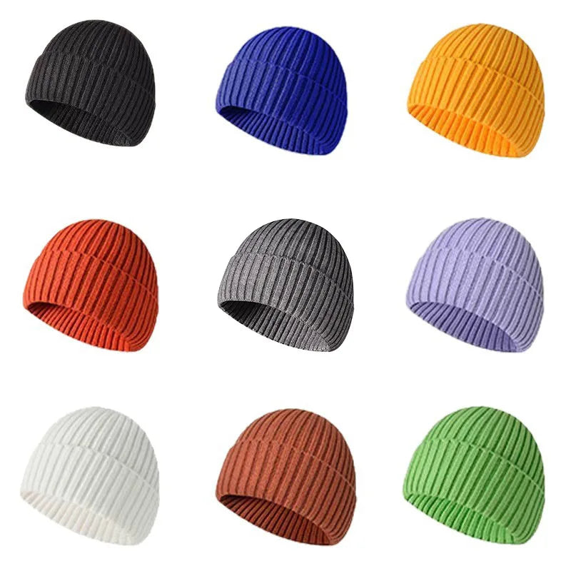 Unisex Warme Strickmütze – Einfarbige Hip-Hop-Beanie für Damen & Herren, Herbst & Winter