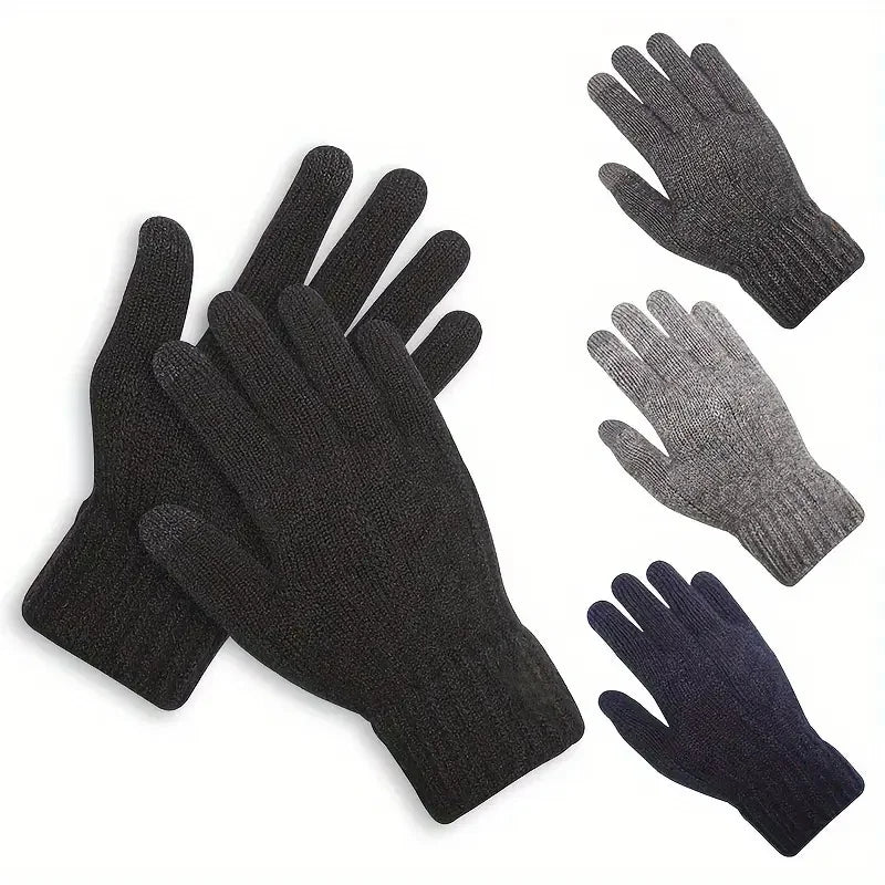 Unisex Warme Winter-Strickhandschuhe – Touchscreen-Handschuhe in 4 Farben, Maschinenwaschbar für Reisen & Radfahren