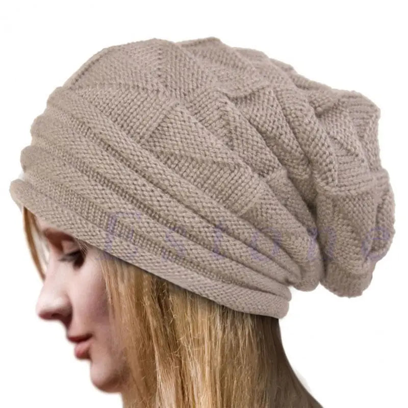 Unisex Winter-Strickmütze mit Satinfutter – Warme Grobstrick-Beanie im Lässigen Slouchy-Stil für Damen & Herren