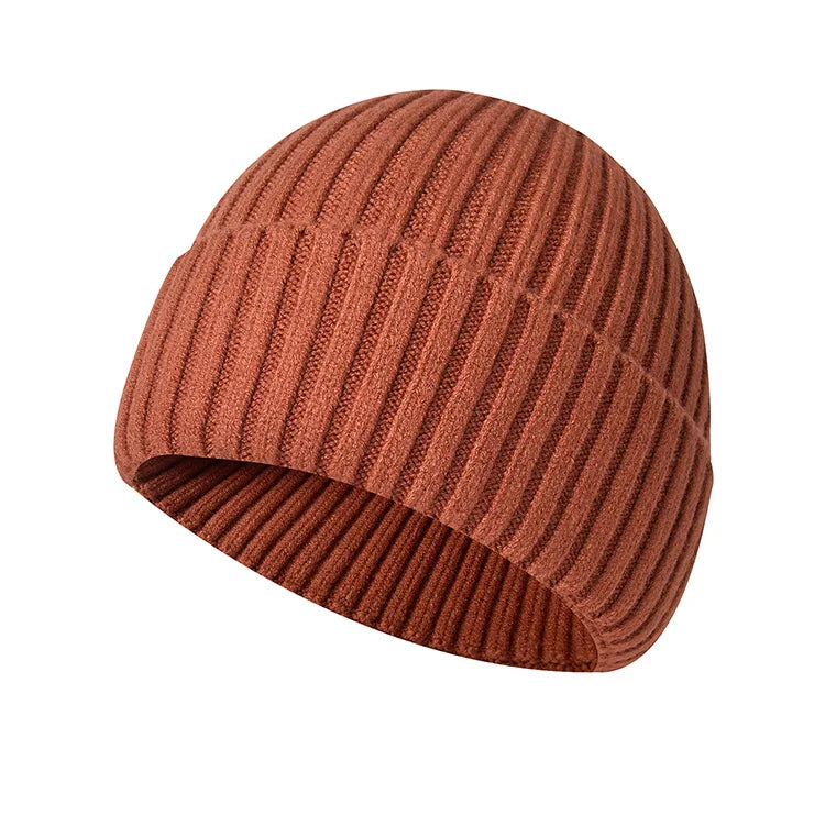 Unisex Warme Strickmütze – Einfarbige Hip-Hop-Beanie für Damen & Herren, Herbst & Winter