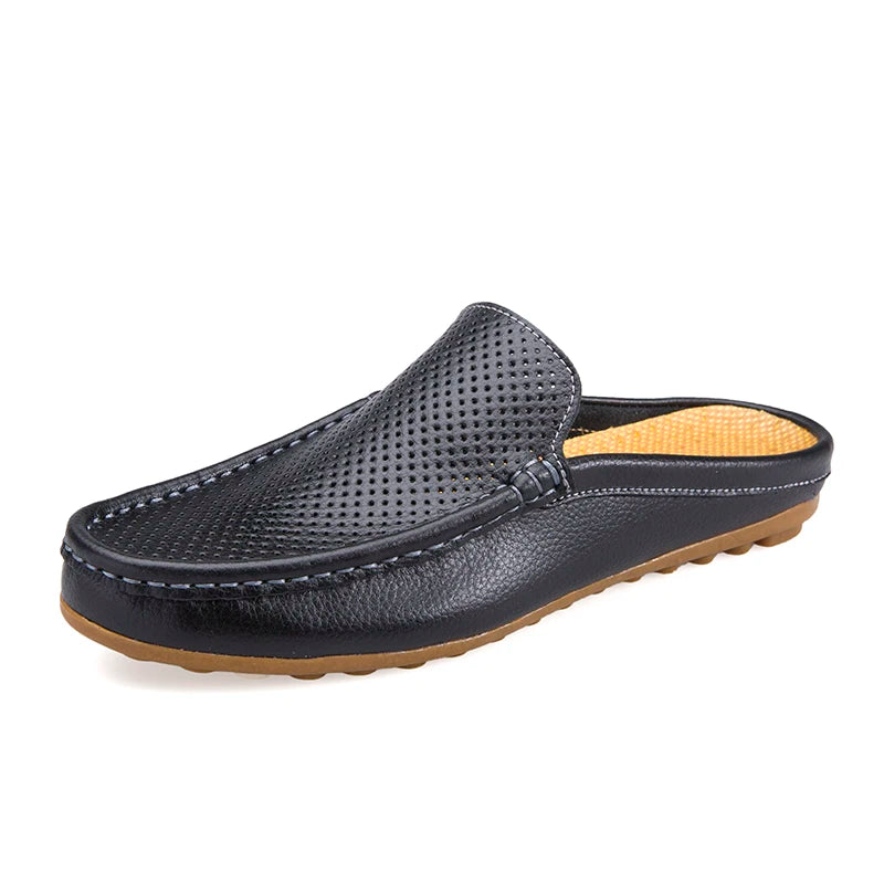 Italienische Leder Herren Loafer Slides Casual Driving Hausschuhe