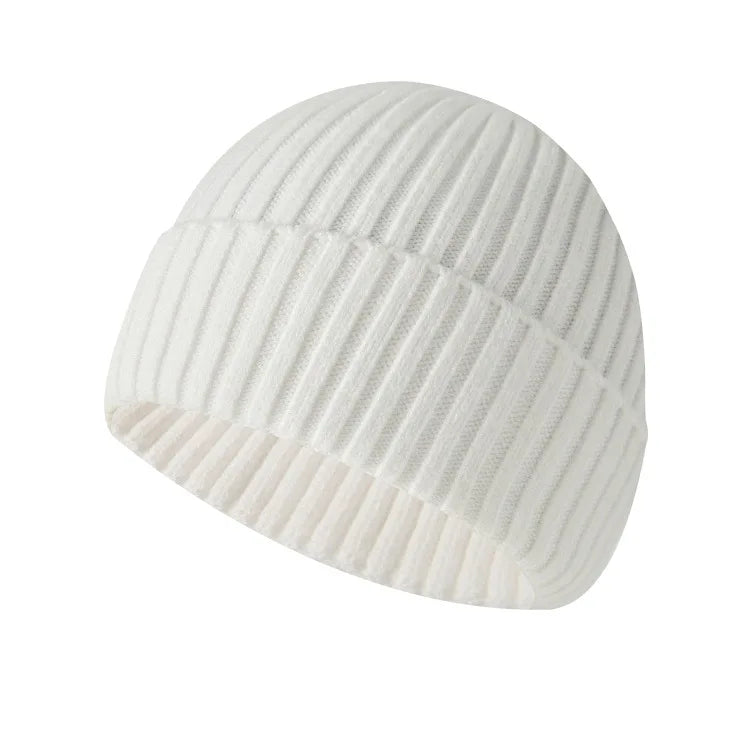Unisex Warme Strickmütze – Einfarbige Hip-Hop-Beanie für Damen & Herren, Herbst & Winter