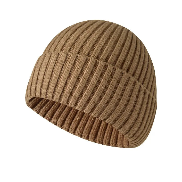 Unisex Warme Strickmütze – Einfarbige Hip-Hop-Beanie für Damen & Herren, Herbst & Winter