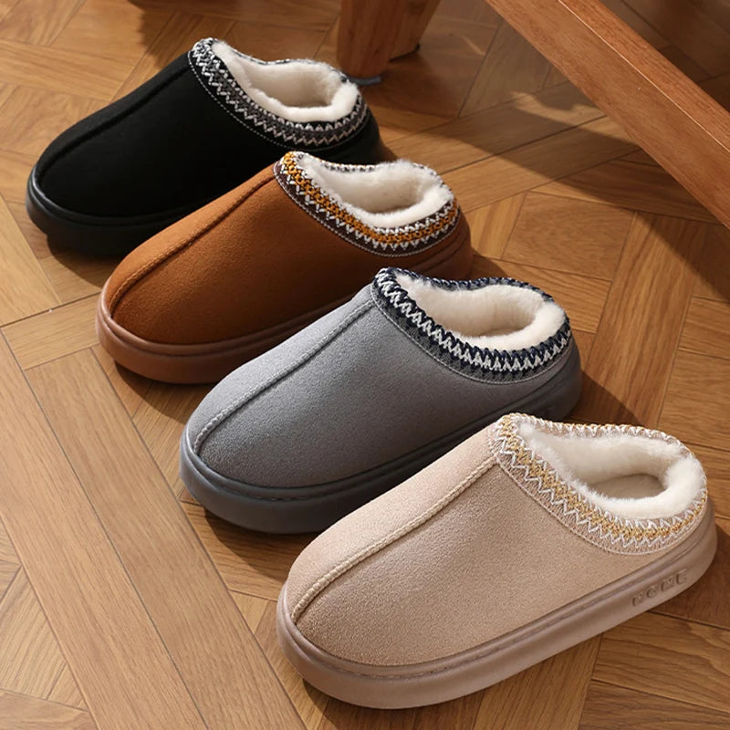 Modische Flauschige Plateau-Hausschuhe für Damen & Herren – Warme Plüsch Winter Baumwollschuhe Rutschfeste Unisex Slipper