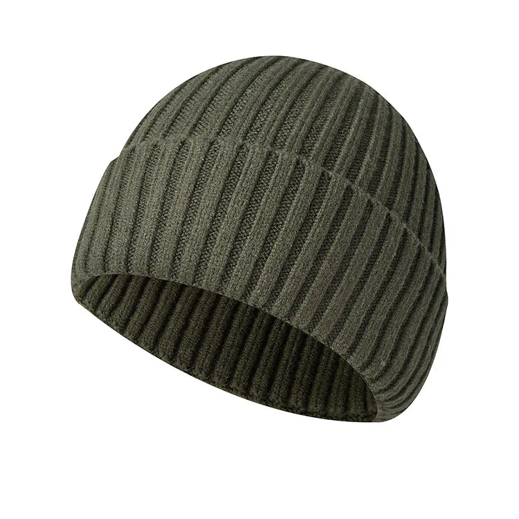 Unisex Warme Strickmütze – Einfarbige Hip-Hop-Beanie für Damen & Herren, Herbst & Winter