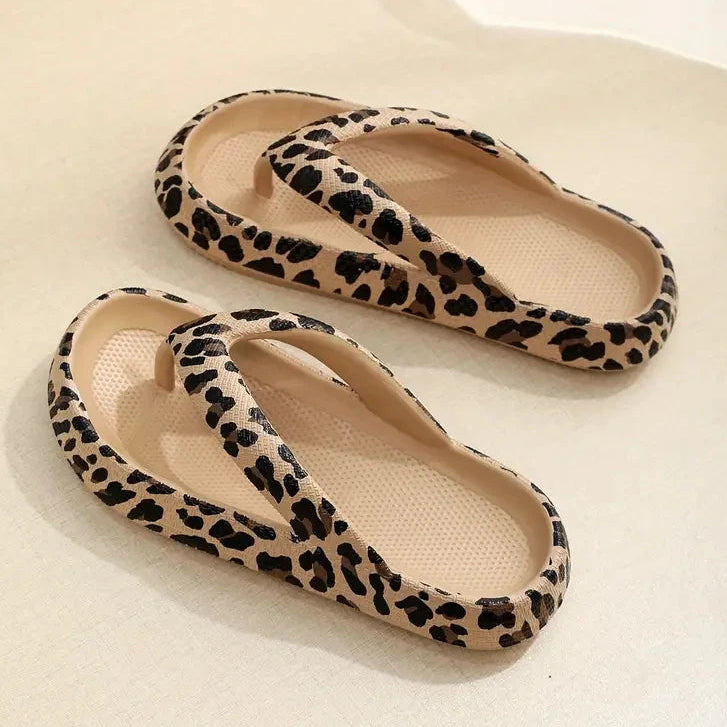 Retro Leopard Print EVA Slides Weiche Gepolsterte Open Toe Strand Sandalen
