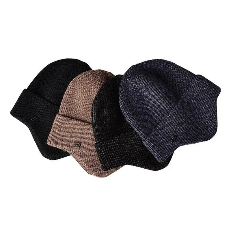 Unisex Winter-Strickmütze – Warme Beanie mit Kunstfell & Ohrenschutz für Damen & Herren