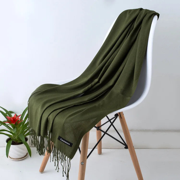 Damen Weicher Winterschal – Einfarbiger Hijab-Kopftuch Schal & Elegante Stola für Büro und Reisen