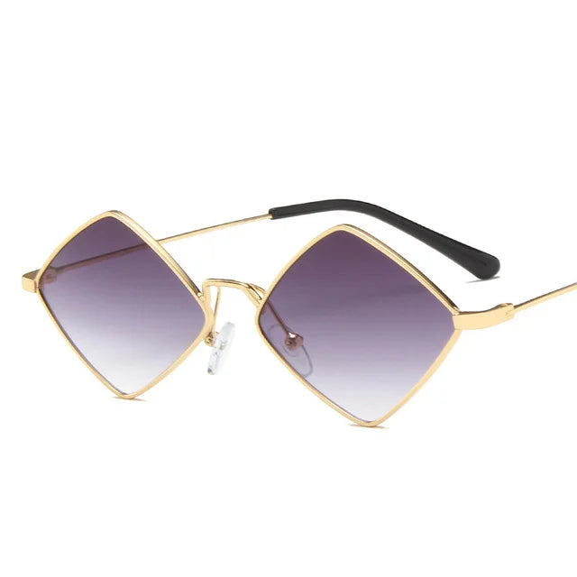 Damen Retro-Sonnenbrille in Rautenform – Kleine Geometrische Sonnenbrille mit Metalllegierungsrahmen, Schwarz