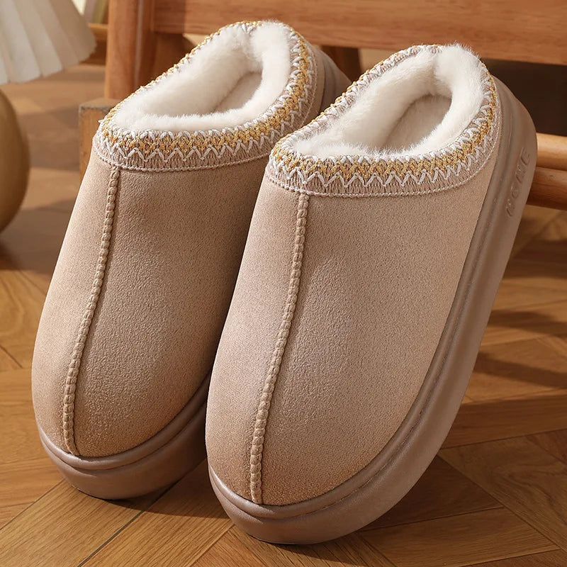 Modische Flauschige Plateau-Hausschuhe für Damen & Herren – Warme Plüsch Winter Baumwollschuhe Rutschfeste Unisex Slipper