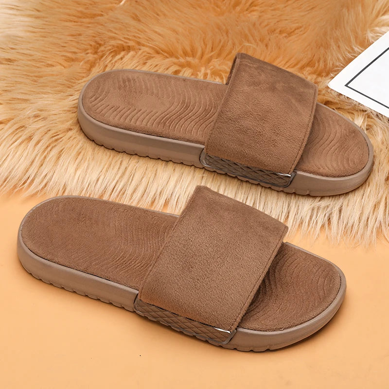 Winter Warme Herren Plüsch Hausschuhe mit Weichem Fellfutter Komfort Indoor Slides für Zuhause