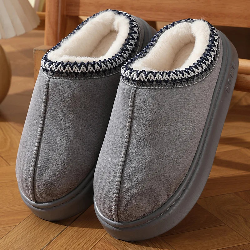 Modische Flauschige Plateau-Hausschuhe für Damen & Herren – Warme Plüsch Winter Baumwollschuhe Rutschfeste Unisex Slipper