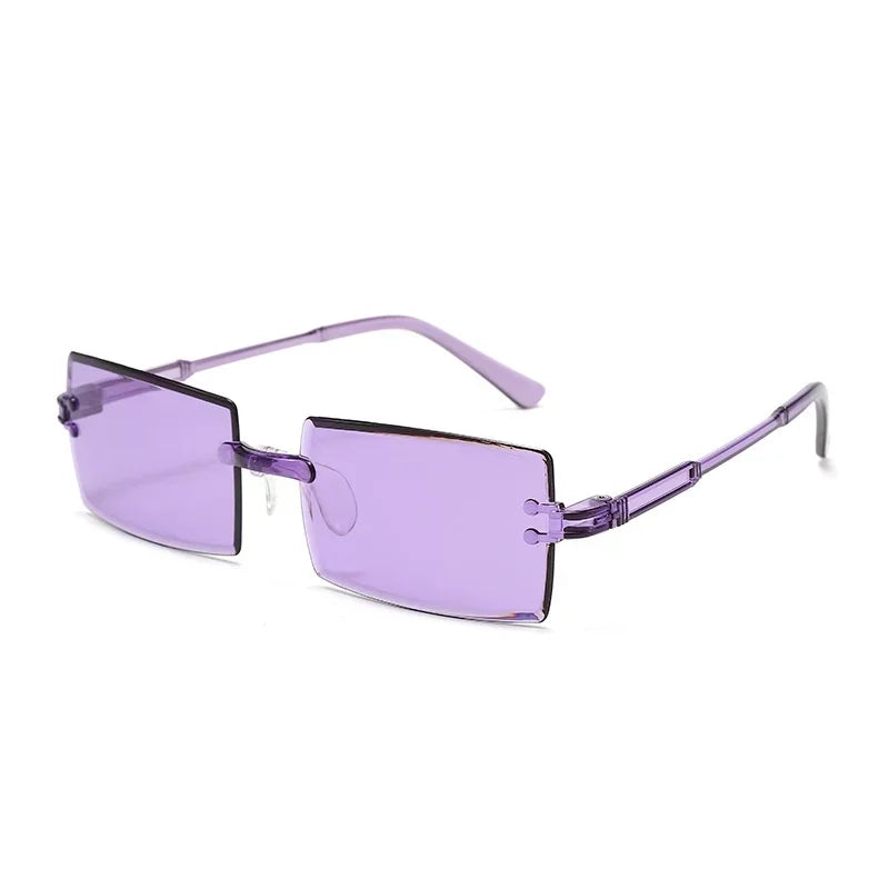 Randlose Rechteckige Sonnenbrille für Damen – Vintage-Sonnenbrille mit Farbverlaufsgläsern & UV400-Schutz