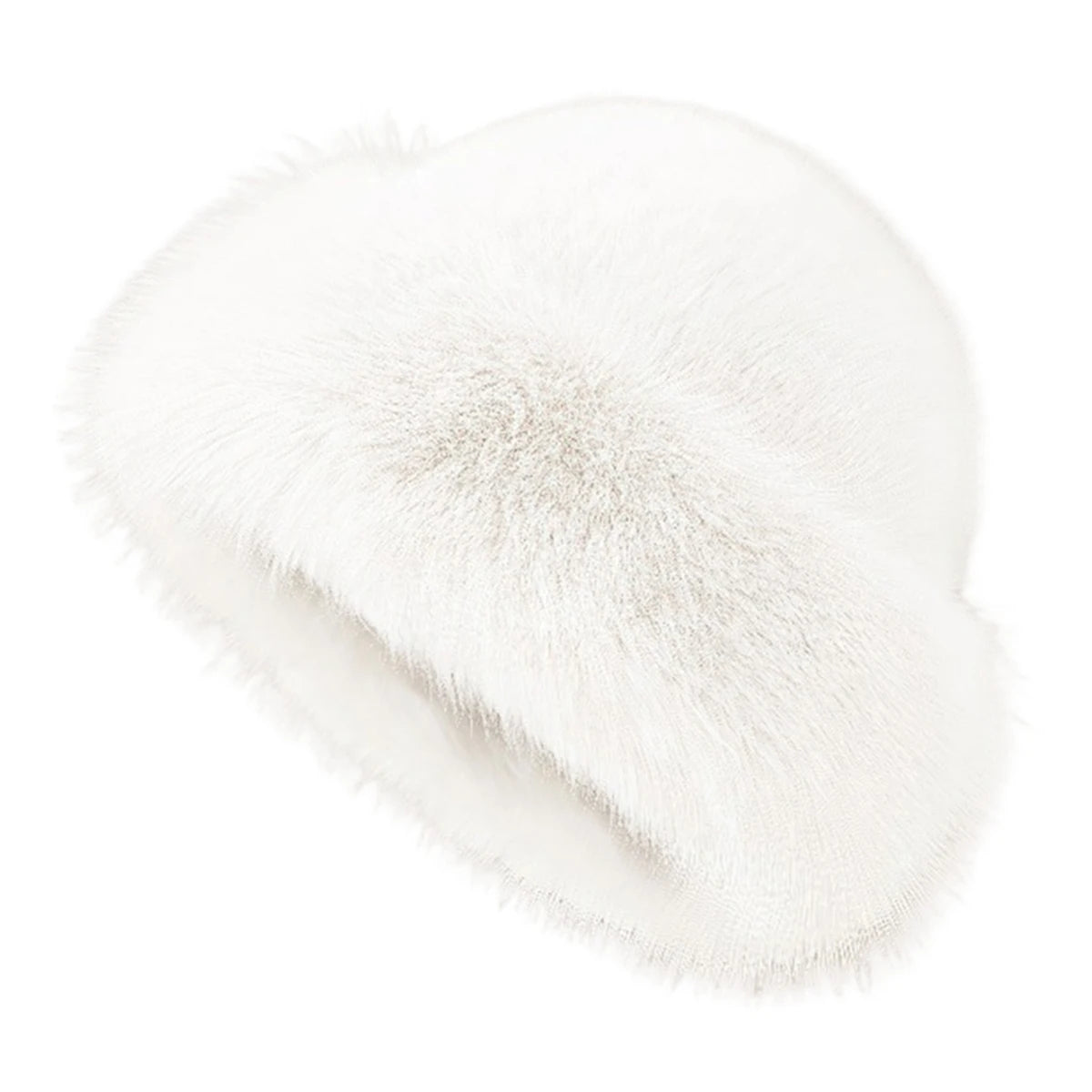 Unisex Plüsch-Wintermütze – Warme Flauschige Melonenmütze im Malermützen-Stil, Einfarbig