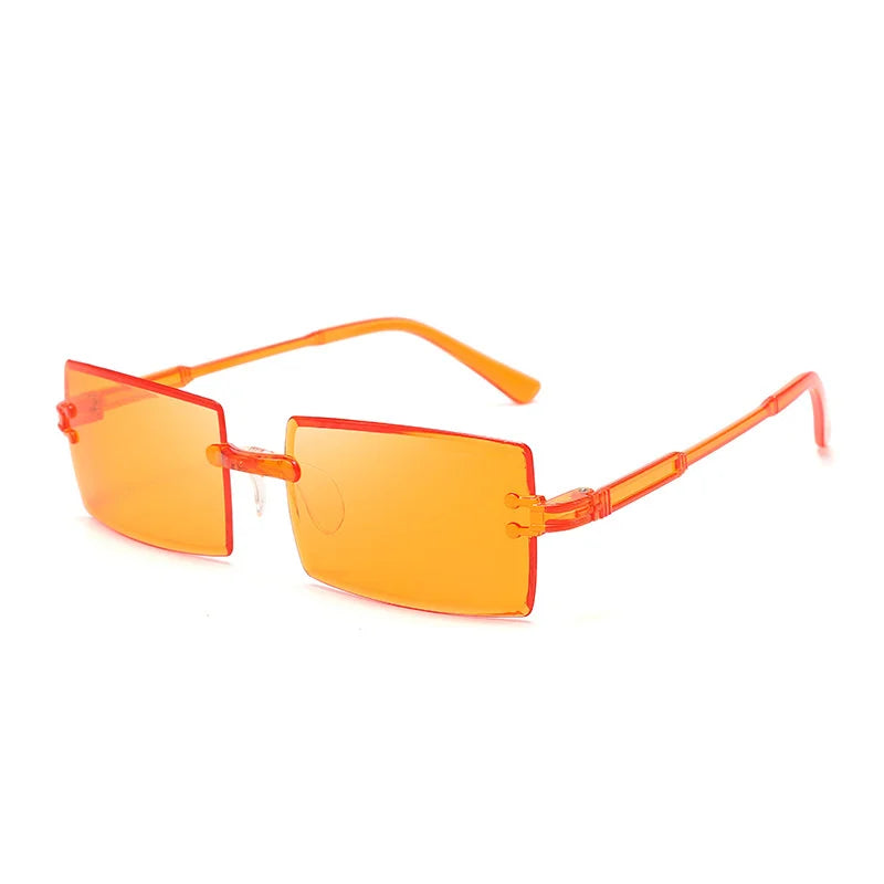 Randlose Rechteckige Sonnenbrille für Damen – Vintage-Sonnenbrille mit Farbverlaufsgläsern & UV400-Schutz