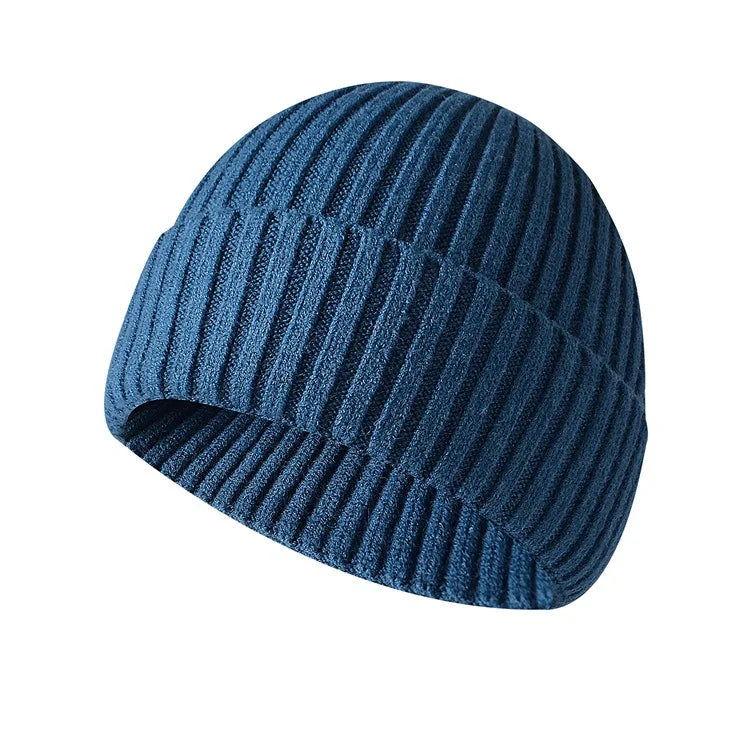Unisex Warme Strickmütze – Einfarbige Hip-Hop-Beanie für Damen & Herren, Herbst & Winter