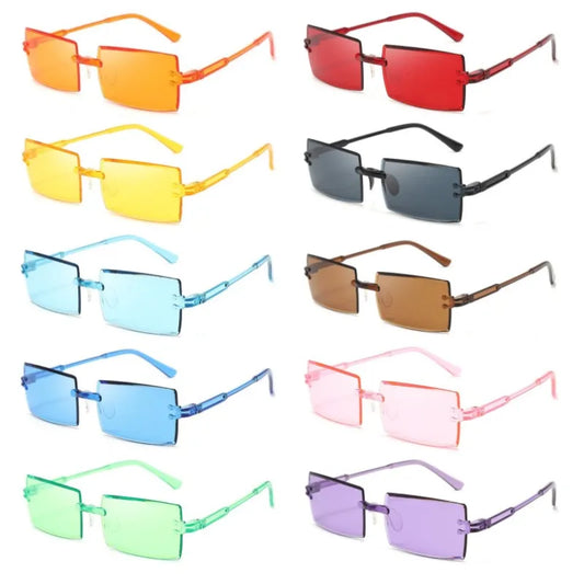 Randlose Rechteckige Sonnenbrille für Damen – Vintage-Sonnenbrille mit Farbverlaufsgläsern & UV400-Schutz
