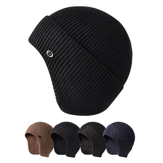 Unisex Winter-Strickmütze – Warme Beanie mit Kunstfell & Ohrenschutz für Damen & Herren