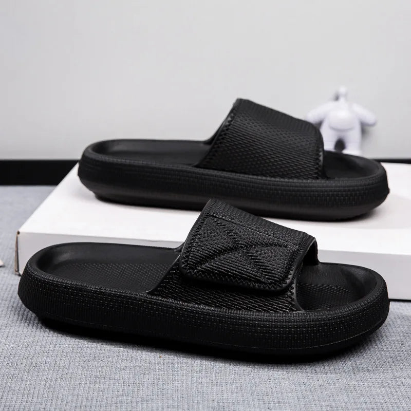 Sommer Slipper mit Klettverschluss für Herren & Damen – Bequeme Sportliche Hausschuhe Vielseitige Lässige Herren Slides
