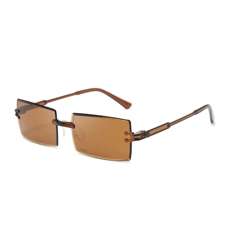 Randlose Rechteckige Sonnenbrille für Damen – Vintage-Sonnenbrille mit Farbverlaufsgläsern & UV400-Schutz