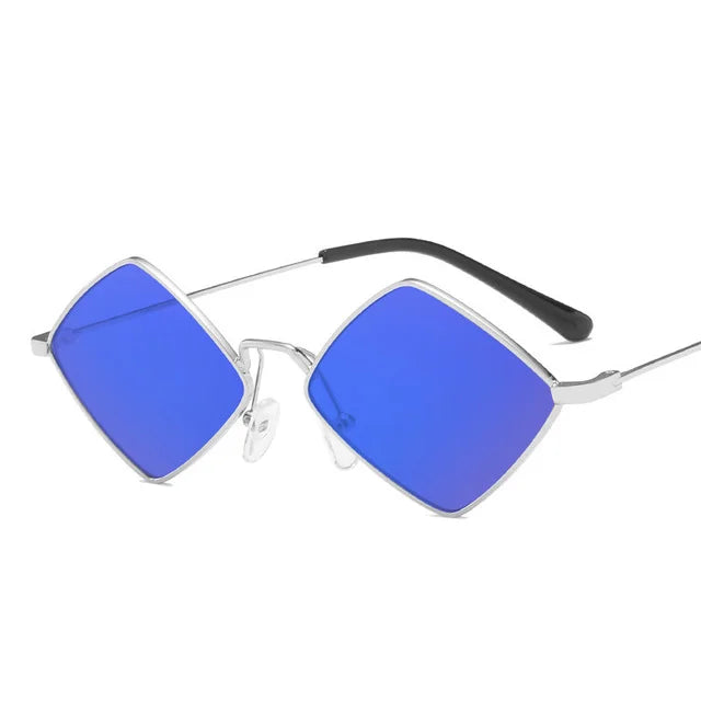 Damen Retro-Sonnenbrille in Rautenform – Kleine Geometrische Sonnenbrille mit Metalllegierungsrahmen, Schwarz