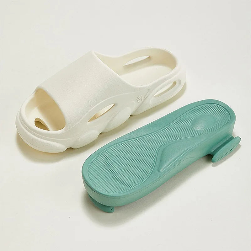 Herren & Damen Sommer Slipper – Dicke Sohle Rutschfeste Hausschuhe Weiche Cloud Slides für Bad, Dusche & Strand