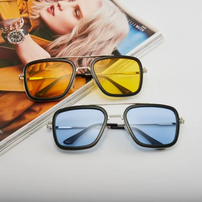 Quadratische Metallrahmen-Sonnenbrille – Modische Unisex-Sonnenbrille im Designer-Stil mit UV400-Schutz