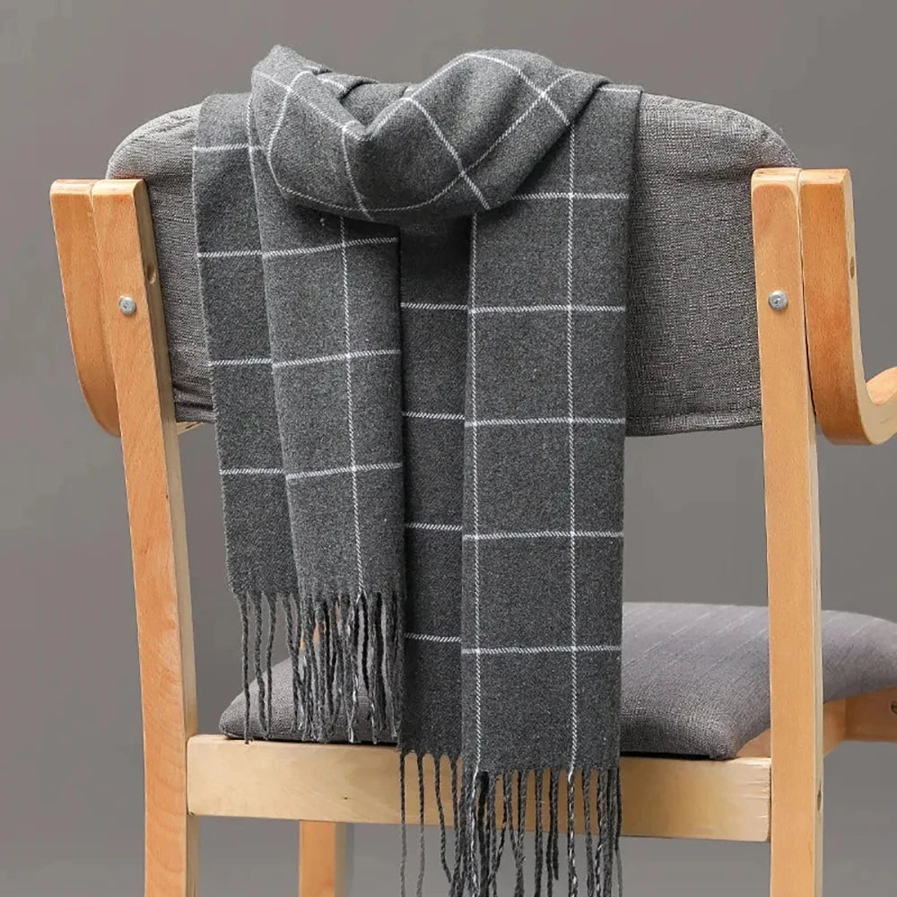 Herren Winter-Schal – Warmer Schal mit Fransen für Business & Freizeit