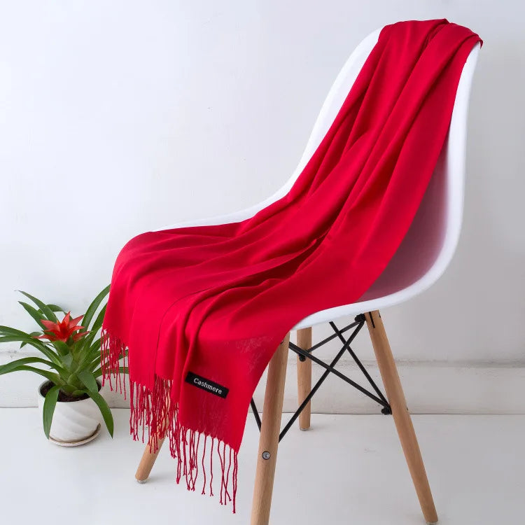 Damen Weicher Winterschal – Einfarbiger Hijab-Kopftuch Schal & Elegante Stola für Büro und Reisen