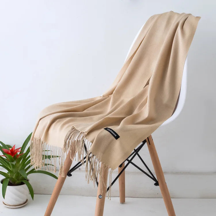 Damen Weicher Winterschal – Einfarbiger Hijab-Kopftuch Schal & Elegante Stola für Büro und Reisen
