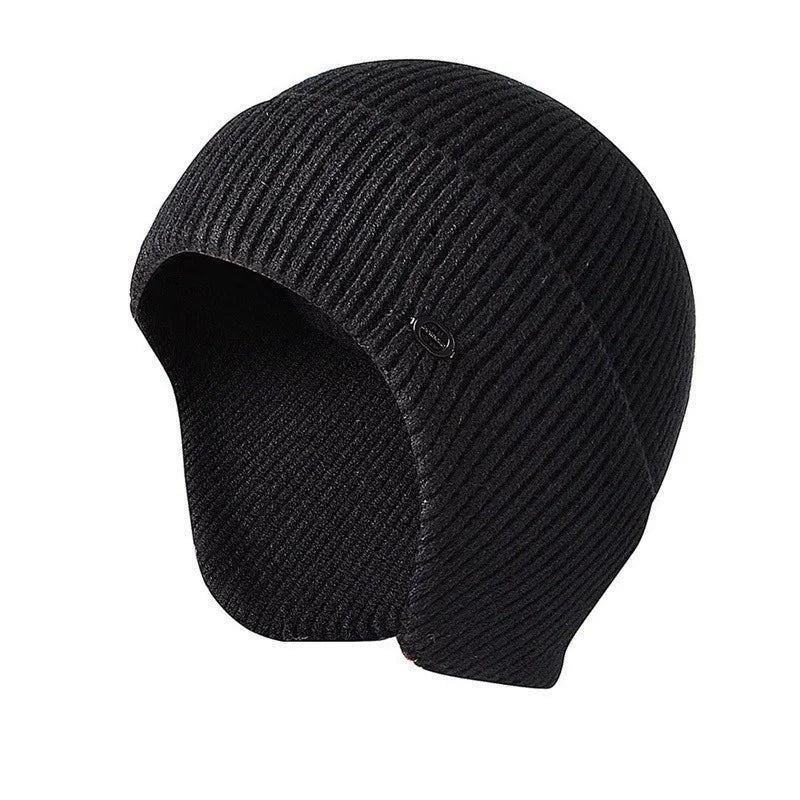 Unisex Winter-Strickmütze – Warme Beanie mit Kunstfell & Ohrenschutz für Damen & Herren