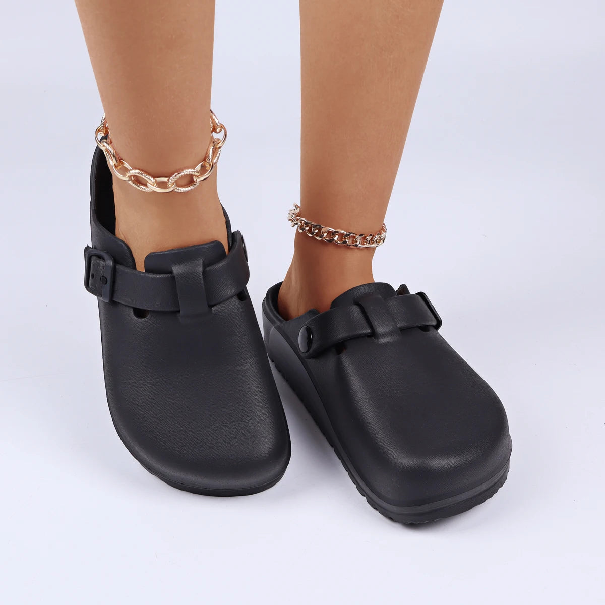 Hausschuhe mit Verstellbarer Schnalle für Damen & Herren – Leichte EVA Geschlossene Indoor Slides Weiche Plateausandalen