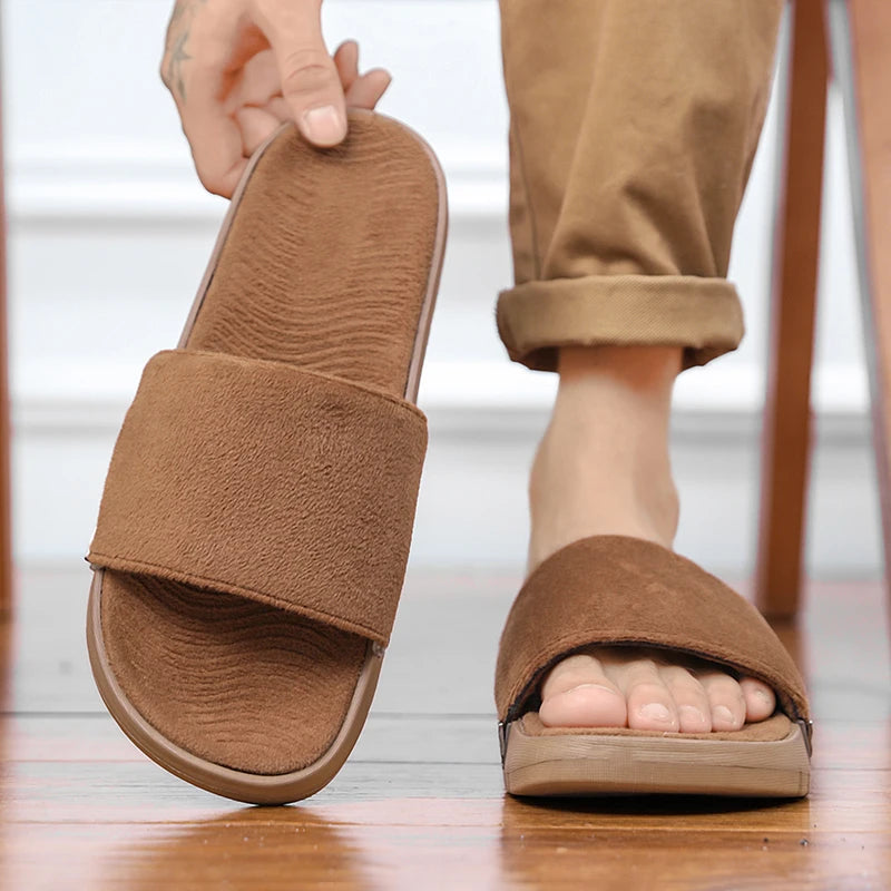 Winter Warme Herren Plüsch Hausschuhe mit Weichem Fellfutter Komfort Indoor Slides für Zuhause