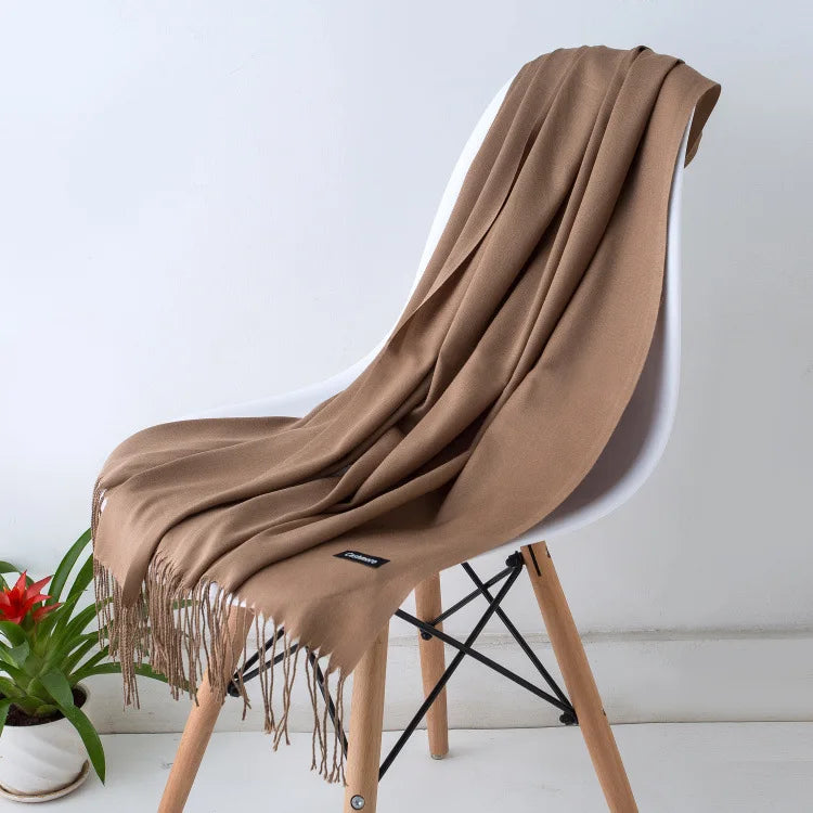 Damen Weicher Winterschal – Einfarbiger Hijab-Kopftuch Schal & Elegante Stola für Büro und Reisen