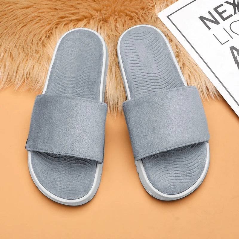 Winter Warme Herren Plüsch Hausschuhe mit Weichem Fellfutter Komfort Indoor Slides für Zuhause