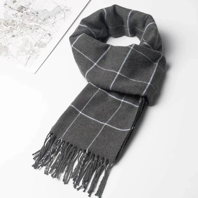 Herren Winter-Schal – Warmer Schal mit Fransen für Business & Freizeit