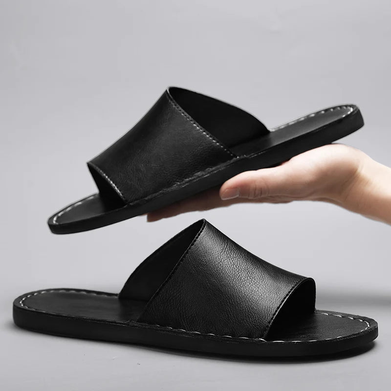 Fashion Echtleder Sommer Hausschuhe Rutschfeste Casual Strand Sandalen