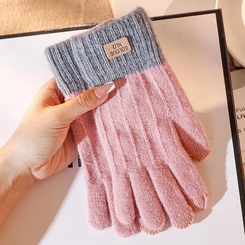 Rimiut Unisex Warme Plüsch-Strickhandschuhe – Dicke Touchscreen-Winterhandschuhe für Damen & Herren