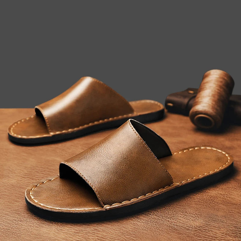 Fashion Echtleder Sommer Hausschuhe Rutschfeste Casual Strand Sandalen