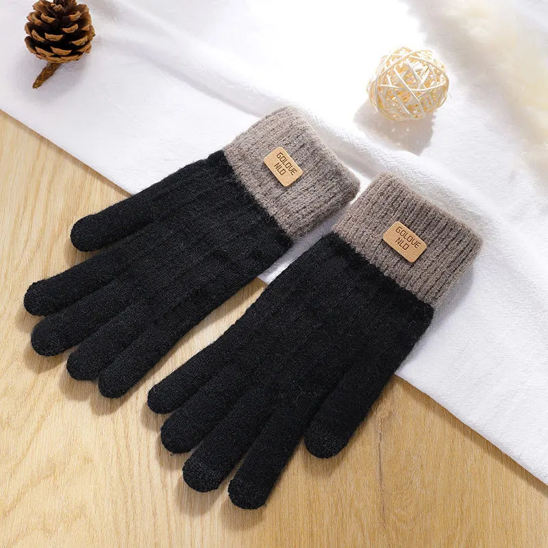 Rimiut Unisex Warme Plüsch-Strickhandschuhe – Dicke Touchscreen-Winterhandschuhe für Damen & Herren