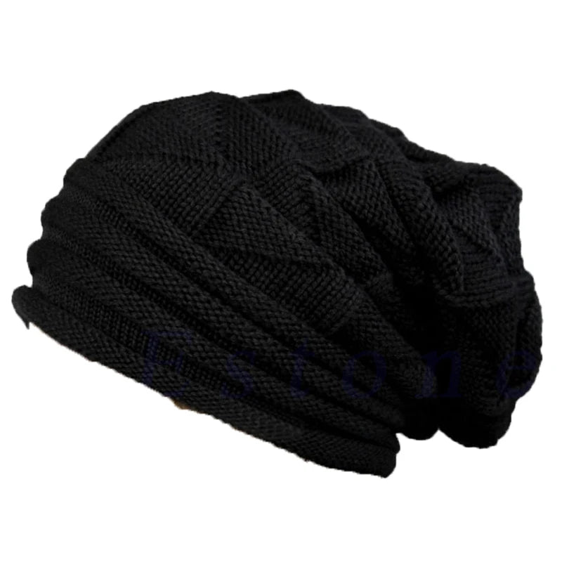 Unisex Winter-Strickmütze mit Satinfutter – Warme Grobstrick-Beanie im Lässigen Slouchy-Stil für Damen & Herren