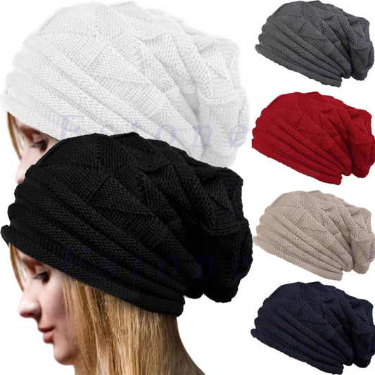 Unisex Winter-Strickmütze mit Satinfutter – Warme Grobstrick-Beanie im Lässigen Slouchy-Stil für Damen & Herren