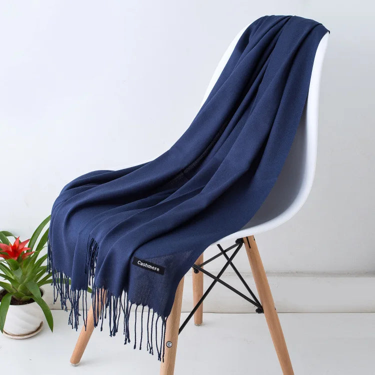 Damen Weicher Winterschal – Einfarbiger Hijab-Kopftuch Schal & Elegante Stola für Büro und Reisen